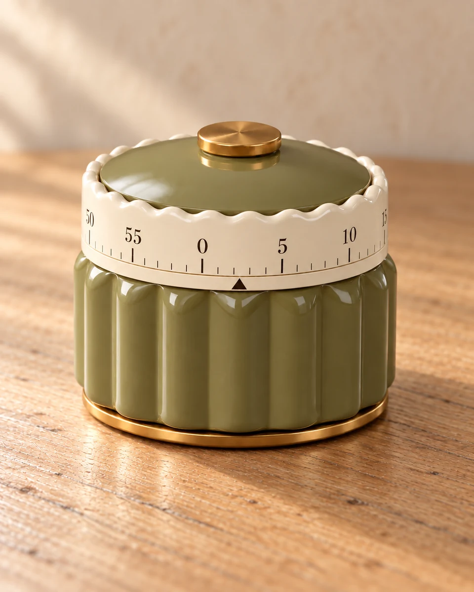 Olive Scallop Timer cream dial and scalloped rim